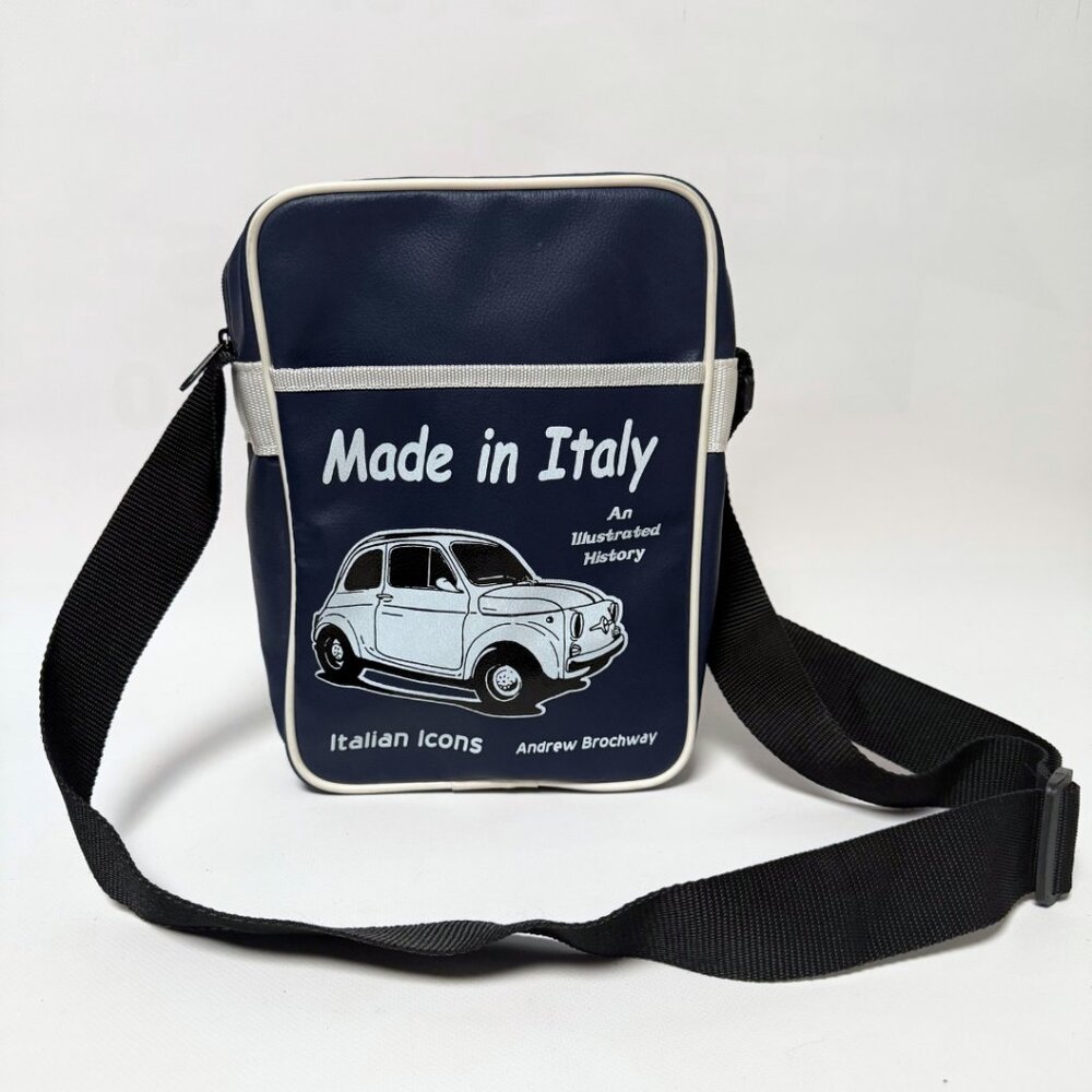 Brand New EMMEA Crossbody Messenger Bag – Made in Italy – Navy & White